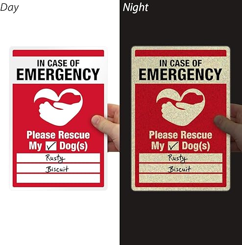 Miniatura 4 de SmartSign Juego de calcomanías de rescate para mascotas "In Case of Emergency Please Rescue My Dogs"  Dos etiquetas adhesivas reflectantes de grado