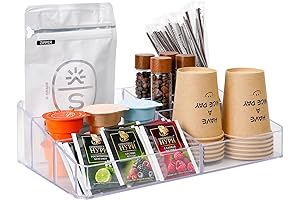 Acrylic Coffee Bar Station Organizer and K-Cup Holder Station Accessories for Table, Office, Kitchen.