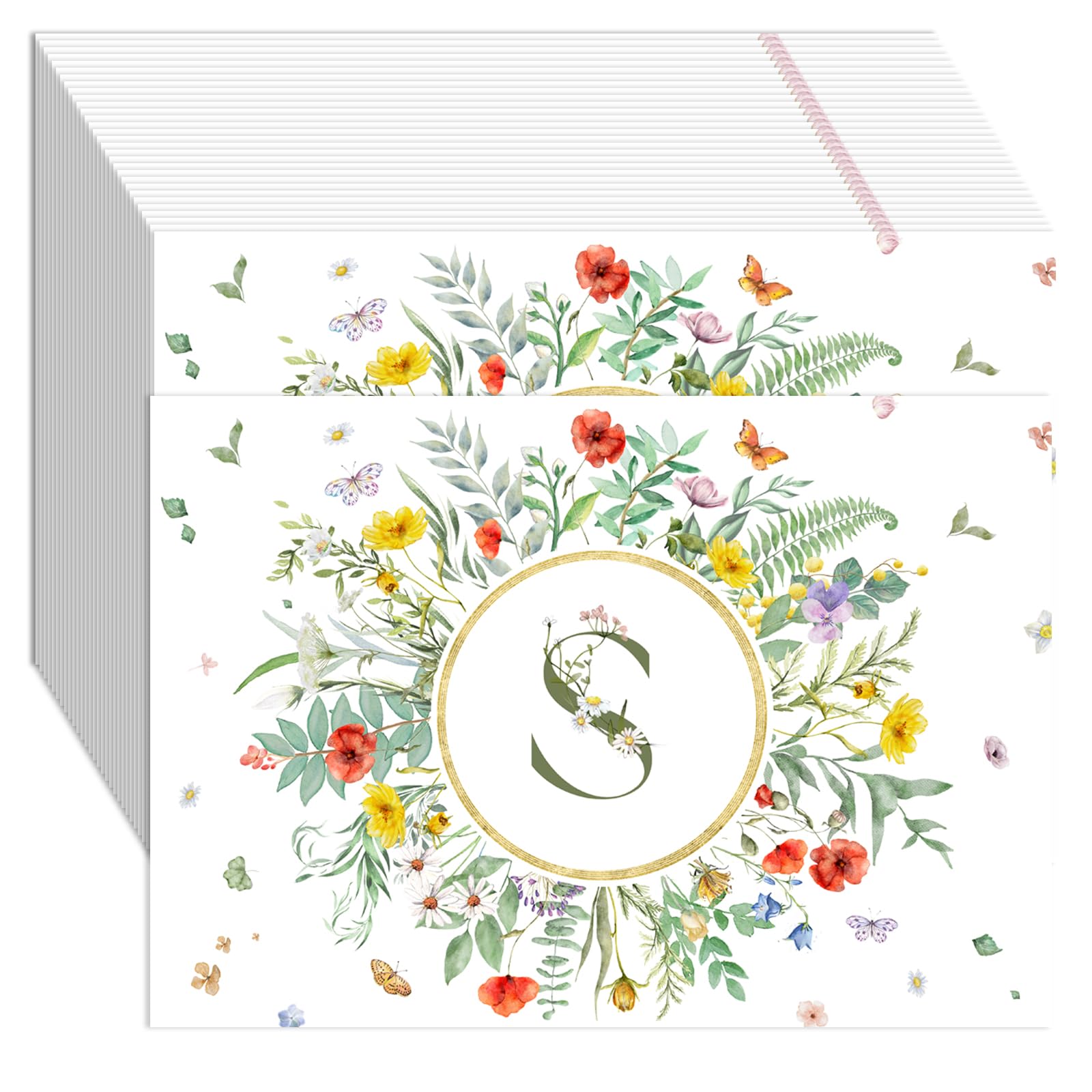 50 Stück Blume Schmetterling Papier Tischsets, Einweg Platzsets mit Initiale S, Platzdeckchen Frühling Sommer Küche Esszimmer Tischdeko Drinnen Urlaub für Hochzeit Geburtstag Taufe Party 40x28cm