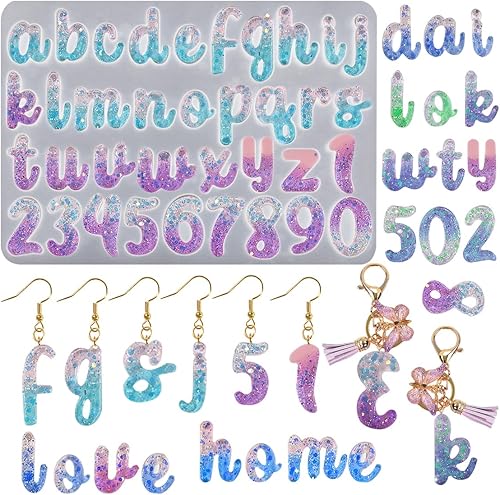 Molde de silicona del alfabeto de resina, moldes de fundición de joyería, molde de resina epoxi para manualidades, llavero, aretes, collar, joyería