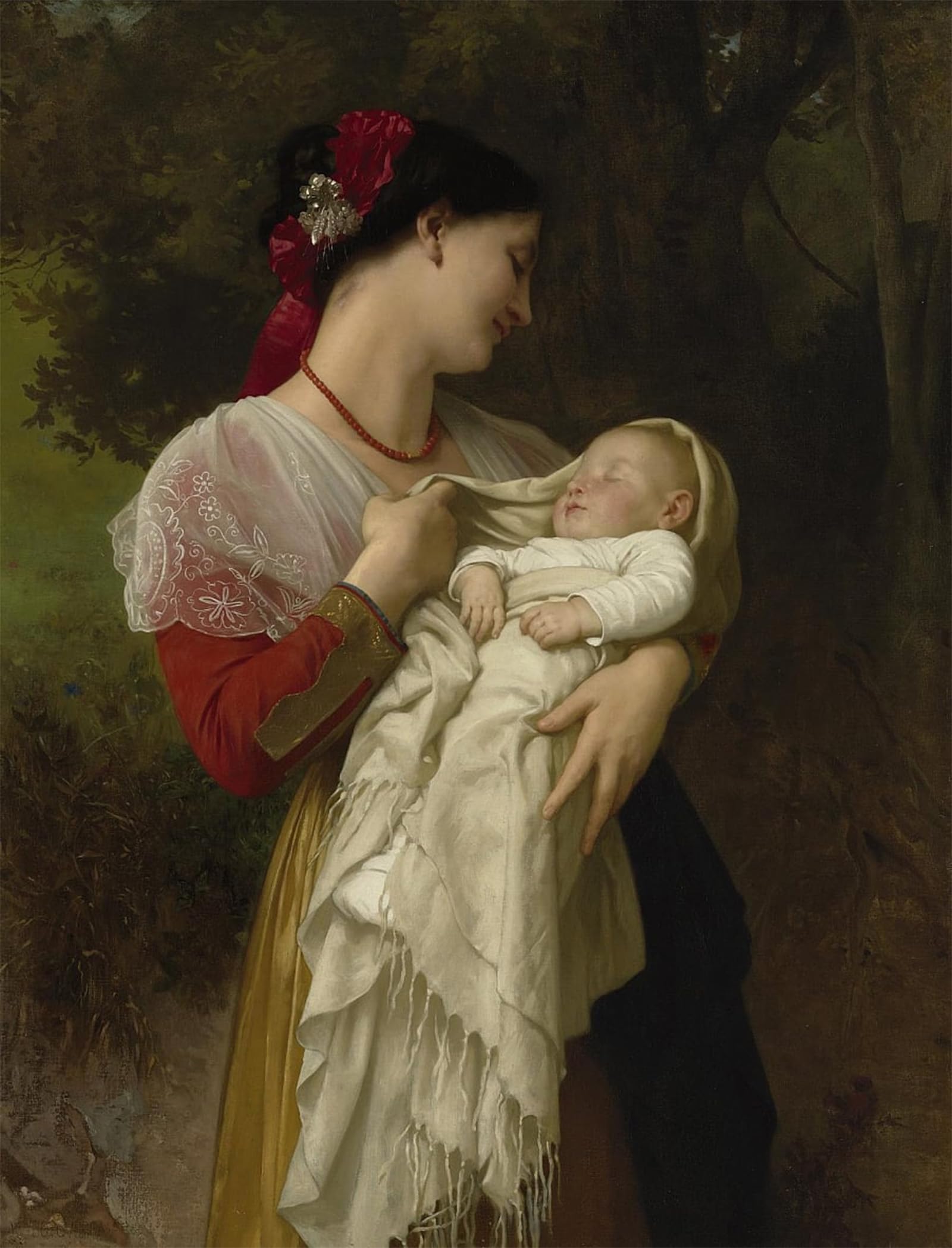 POSTERIIk Famous Modern Artwork Art Mural Gypsy Girl with a Basque Drum by William Adolphe Bouguereau Oil Paintings Pictures for Home Decor 60x90cm