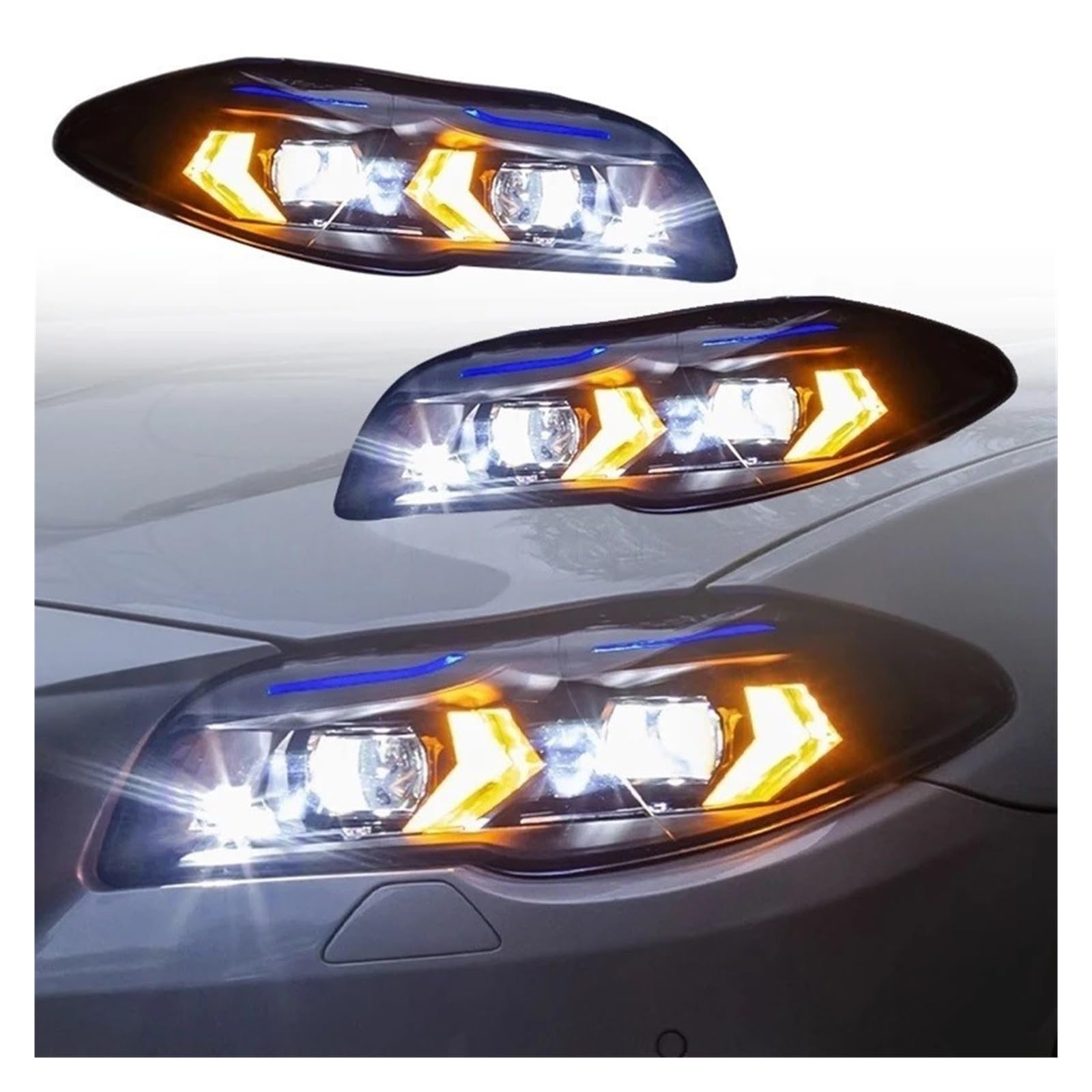Adatto per BMW Serie 5 F10 F18 2010-2017 Gruppo fari Anteriori Luci diurne Conversione lampade proiettore bio-ottiche (B)