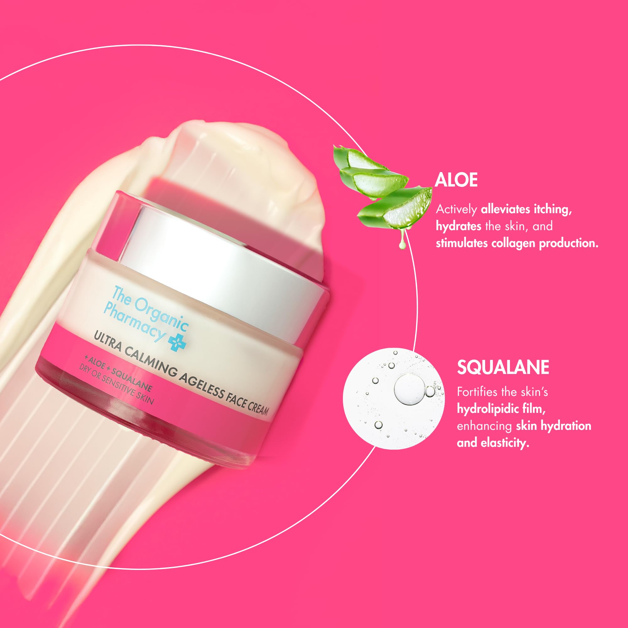 The Organic Pharmacy Ultra Calming Ageless Face Cream 50ml, Hydrates, Soothes, Anti Ageing, With Aloe Vera And Squalane - Image 3