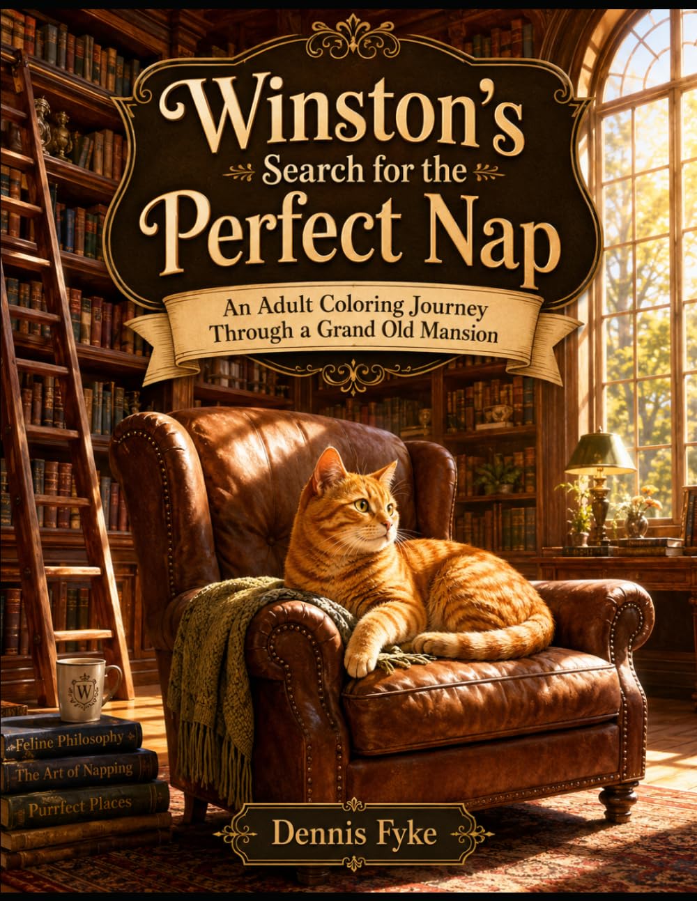 Winston's Search for the Perfect Nap: An Adult Coloring Journey Through a Grand Old Mansion (The Winston Adventures Coloring Book Series)
