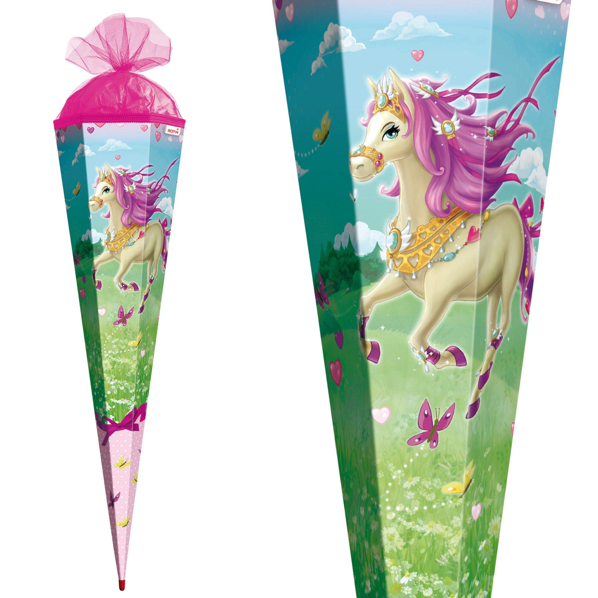 ROTH Schultüte Pferd 85 Cm - 6-eckig Mit Haflinger Motiv Für Schulanfang