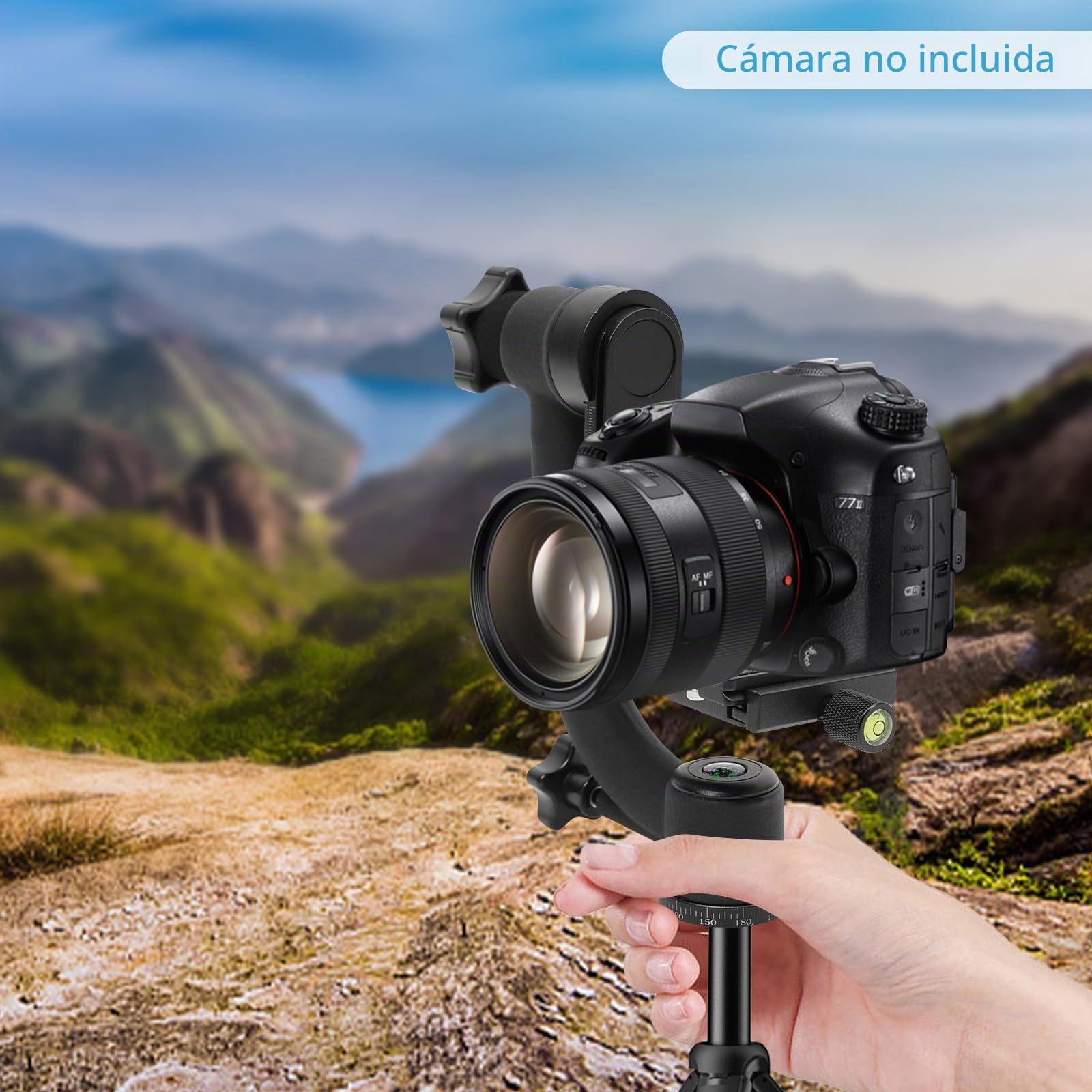 Gimbal Professional - Cabezal de trípode de cardán panorámico de 360°, cabeza de cardán de aluminio, para cámara digital, DSLR, deportes al aire libre, fotografía de animales, carga 20 kg