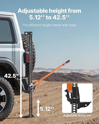 Miniatura 3 de VEVOR Farm Jack Gato de Elevación Alta Utilitario de 48 pulgadas, Capacidad de 7000 libras con Trinquete para Jeep Todo Terreno, Resistente