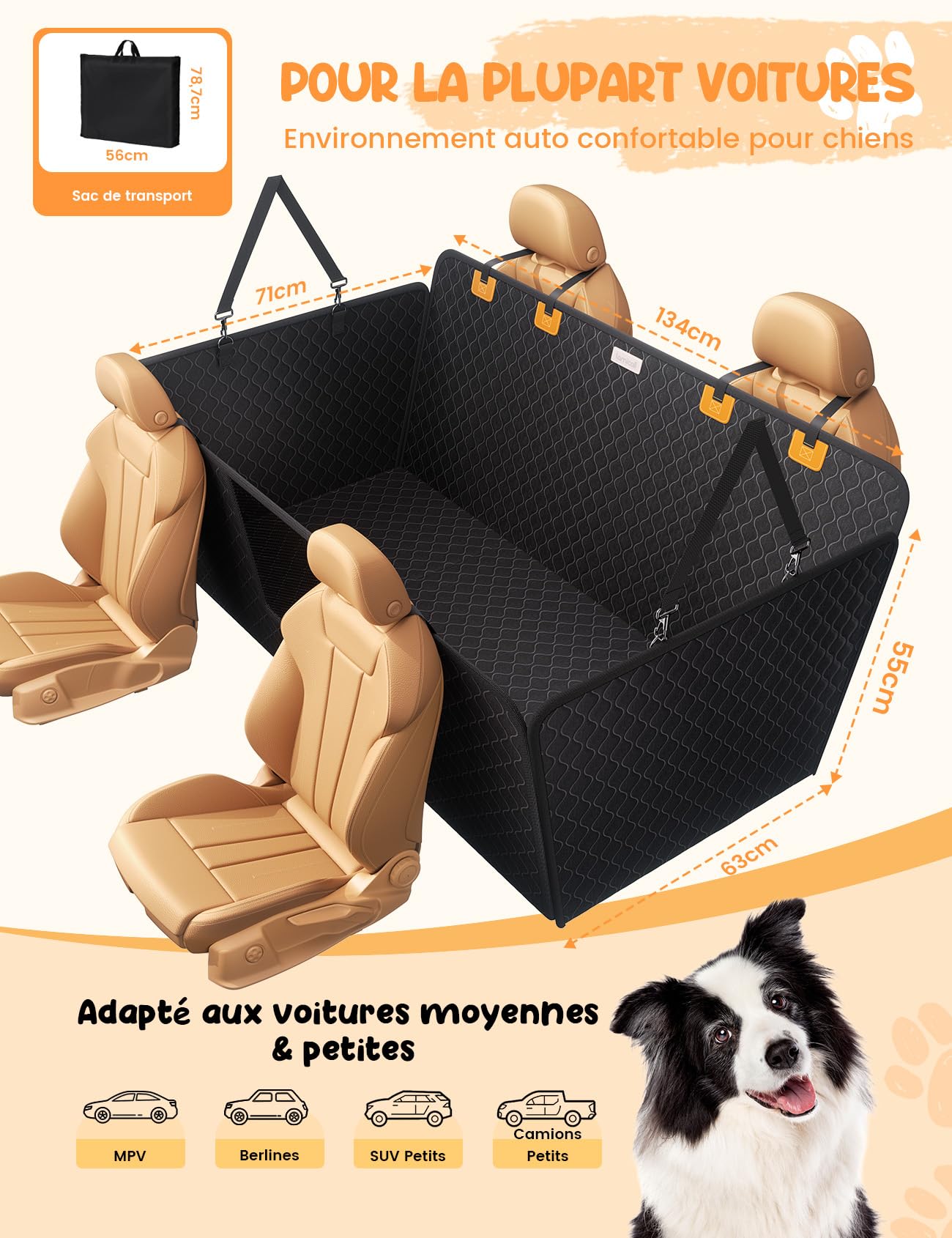 Lamicall Housse Siège Voiture pour Chien, Protection Siege Voiture - [Anti-déchirure améliorée] Imperméable, avec Fenêtre de Visualisation Protection Siege Voiture pour SUV et Petits Camions, L