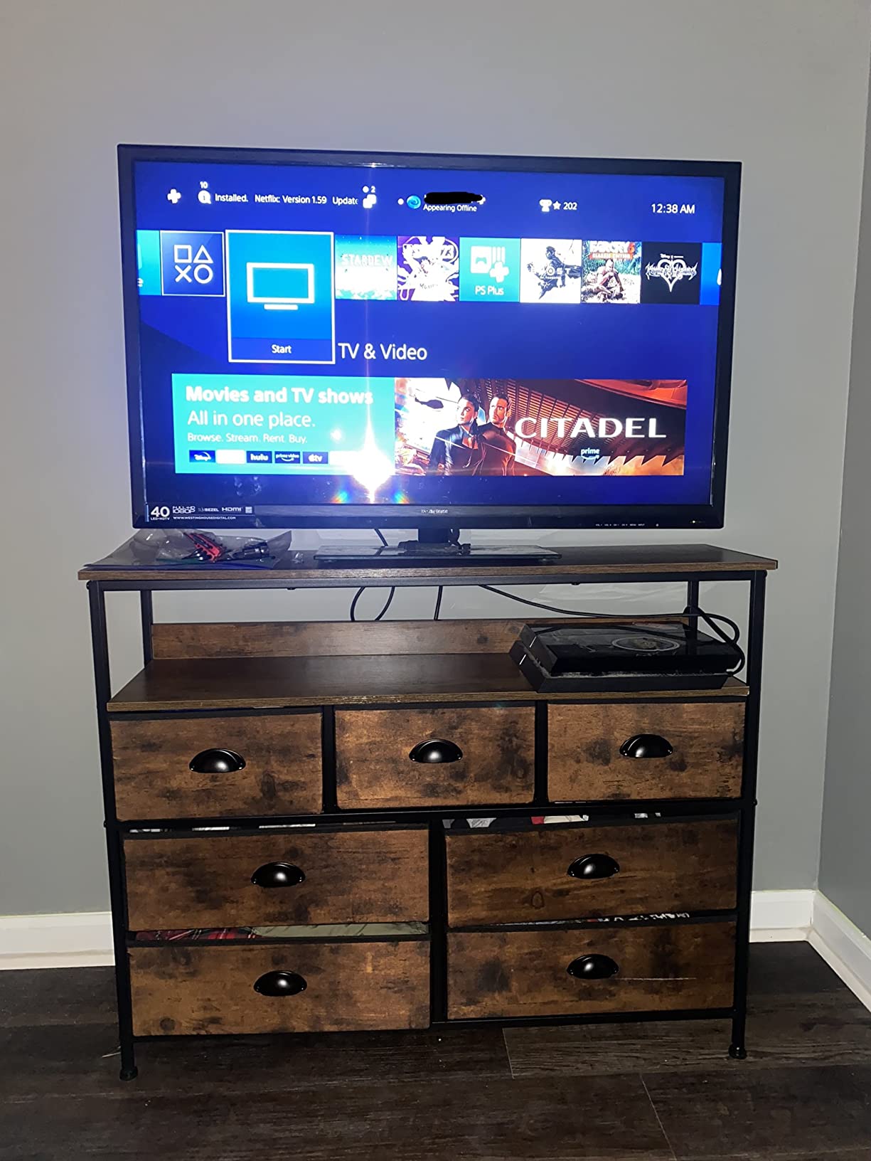 17/mo Finance Furologee Dresser TV Stand, Console Sofa Table with 7