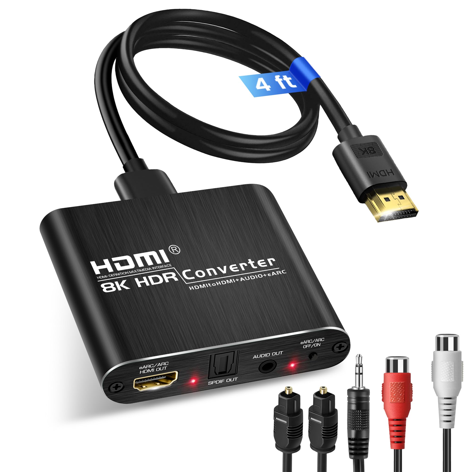 avedio links HDMI Audio Extractor, 8K@60Hz hdmi zu Optical Toslink SPDIF + 3,5mm AUX Stereo, HDMI ARC/eARC audio Converter Adapter Splitter Unterstützung HDCP2.3 Digital PCM DTS 5.1