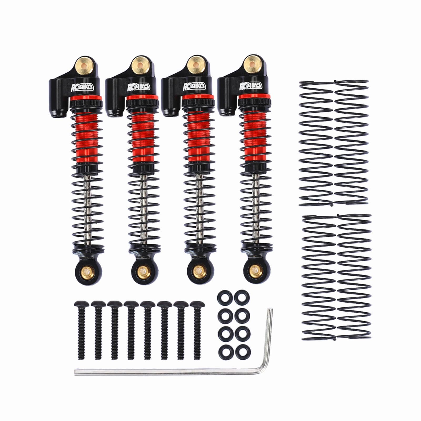 RCAWD Full Aluminum 53mm Shocks Absorber Oil Filled Type For 1/24 Ax24 XC-1 4Ws Crawler AXI00003 Shocks Parts,4Pcs Spring More Black