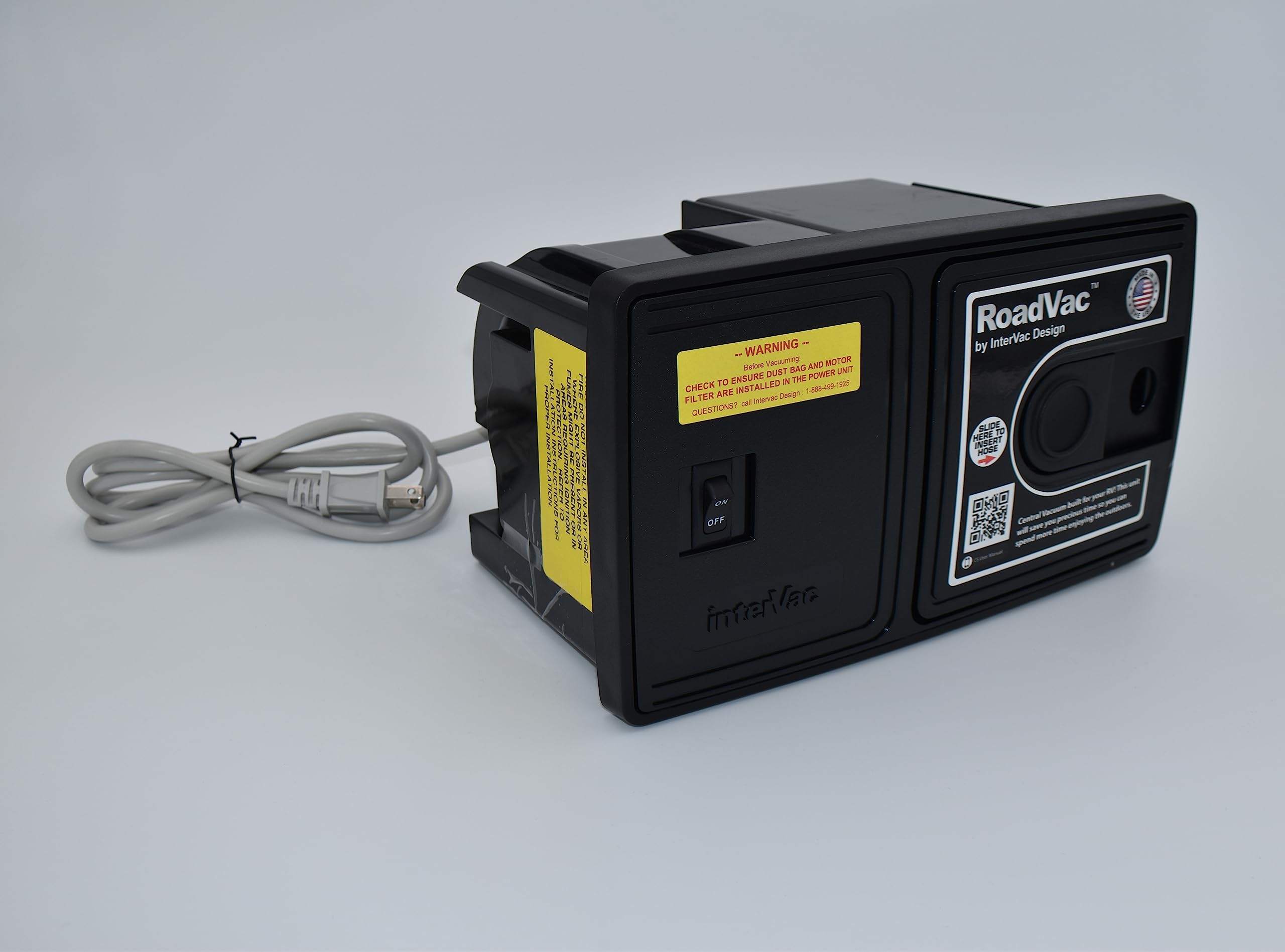 RV Central Vacuum System – Compact Wall-Mount Unit w/ 35' Stretch Hose & Tools – HEPA-Type Filtration for RVs, Boats, Tiny Homes