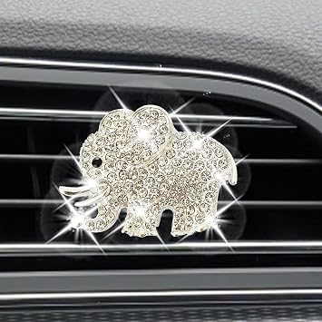 AEEIX Auto Diamond Elephant Air Conditioning Outlet Clip, Bling Accessories, Interior Decoration Charm, Cute Car Decor Silver