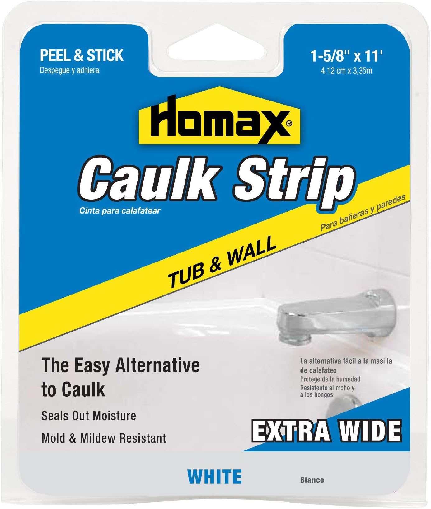 34040 1-5/8" White Tub & Wall Caulk Strip