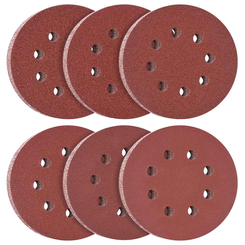 Meccion 50 stuks schuurschijven 125 mm, 8 gaten rond schuurpapier voor excentrische schuurmachine (80 Korrel Meccion 50 stuks schuurschijven 125 mm, 8 gaten rond schuurpapier voor excentrische schuurmachine (80 Korrel