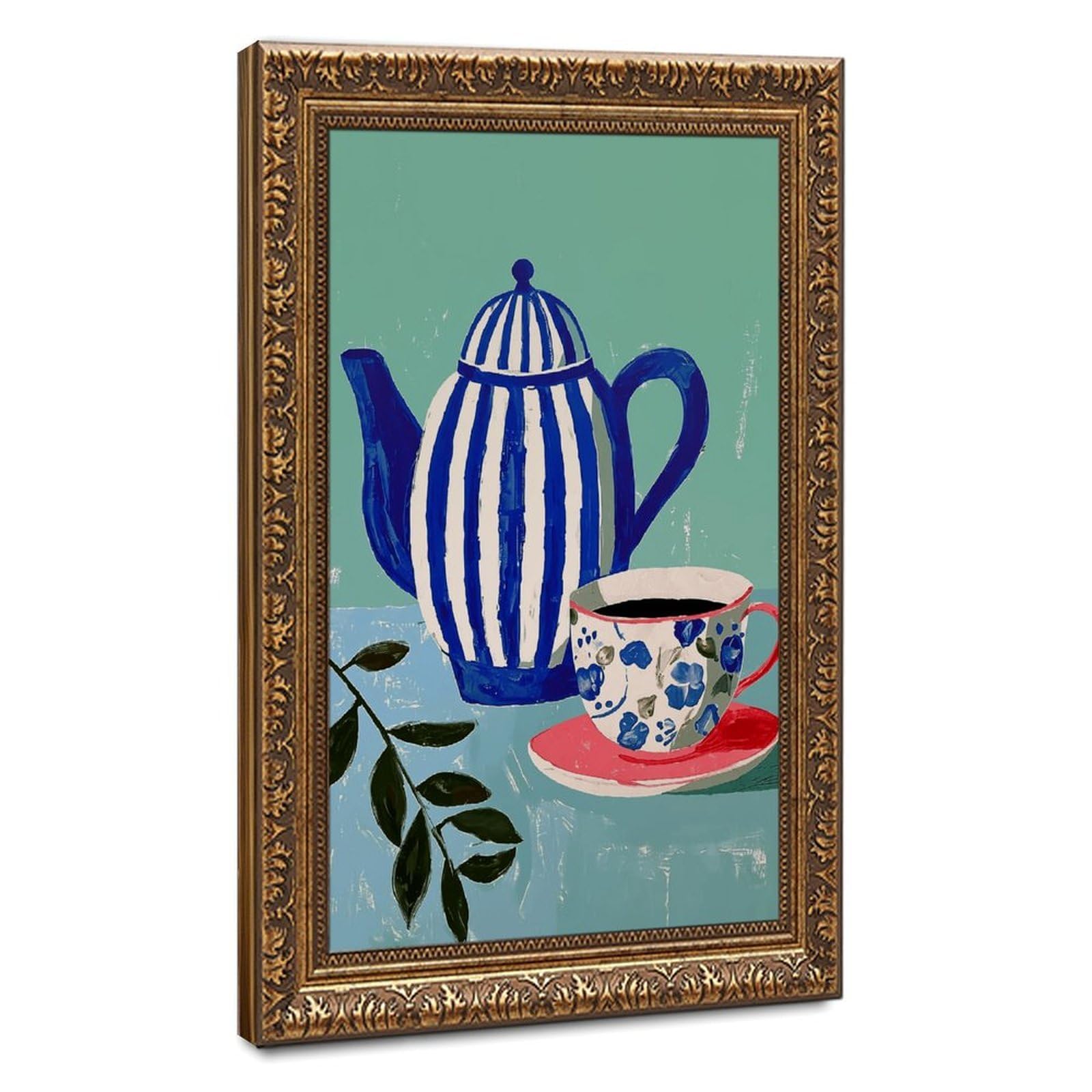 AYINUER Blue And White Vertical Stripes Poster_2 Canvas Poster for Living Room Decor Gift