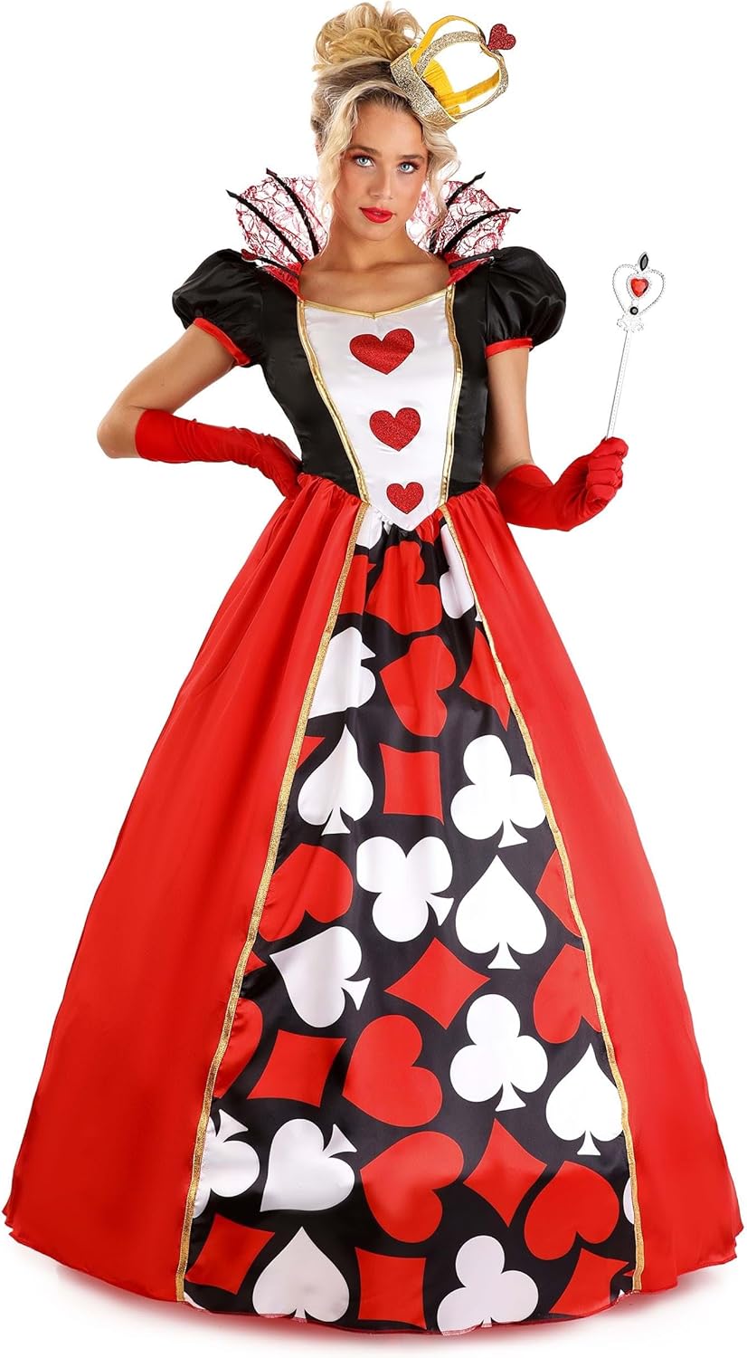 Wonderland Queen of Hearts Costume Dress for Women - Includes Dress & Crown - Wonderland Cosplay Outfit