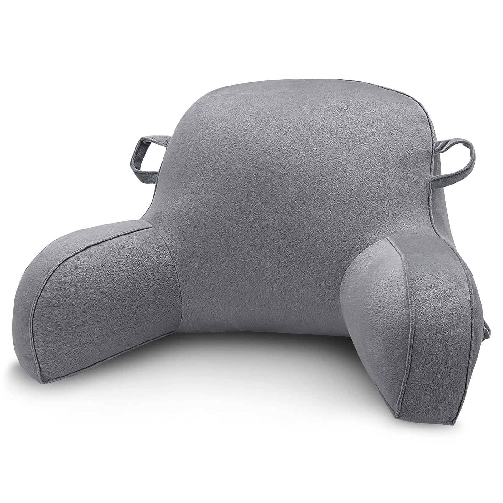Almohada de Lectura, Cojín Abrazable con Soporte para la Espalda para Sentarse en la Cama, Silla y Sofá, Cojín de Lectura para Adultos, Adolescentes, Almohada de Respaldo con Funda Extraíble (Gris)