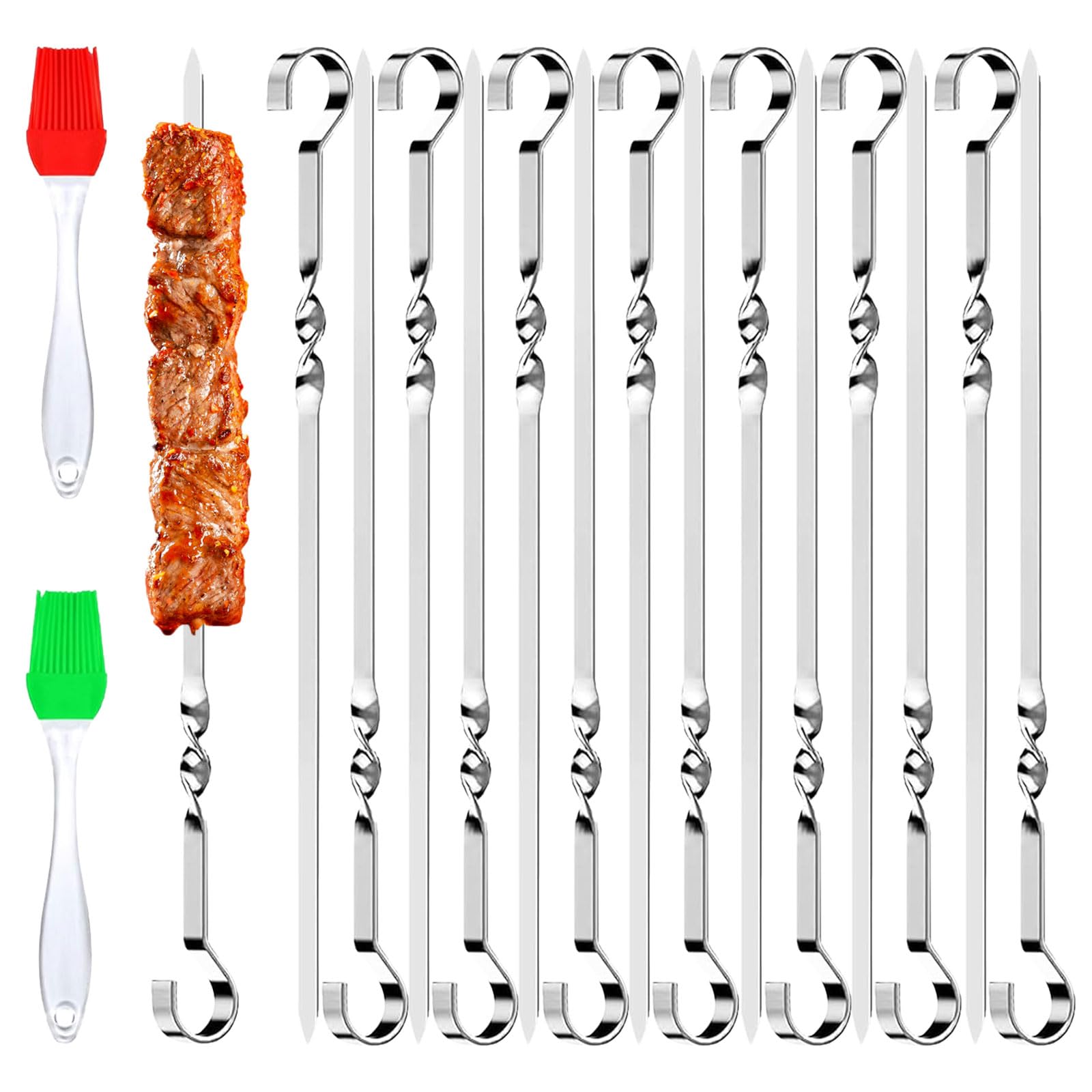 24 Spiedini Da BBQ In Acciaio Inox - 30 Cm Riutilizzabili Per Carne, Verdure E Grigliate - Foto 3