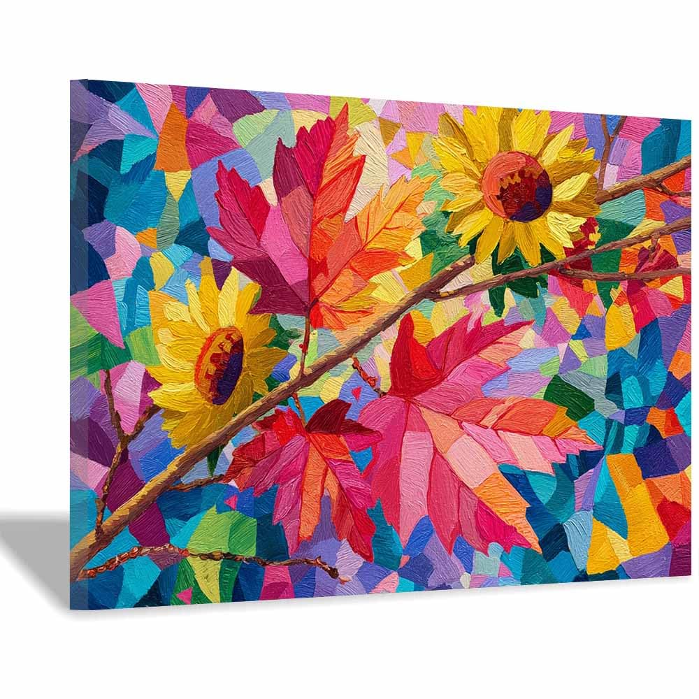 ZAMAEIU Canvas Print Wall Art Painted hollyhock branch Modern Nature Landscape Poster, for living room, bedroom,Corridor Office Room Decoretc.(red)-20x30cm Framed