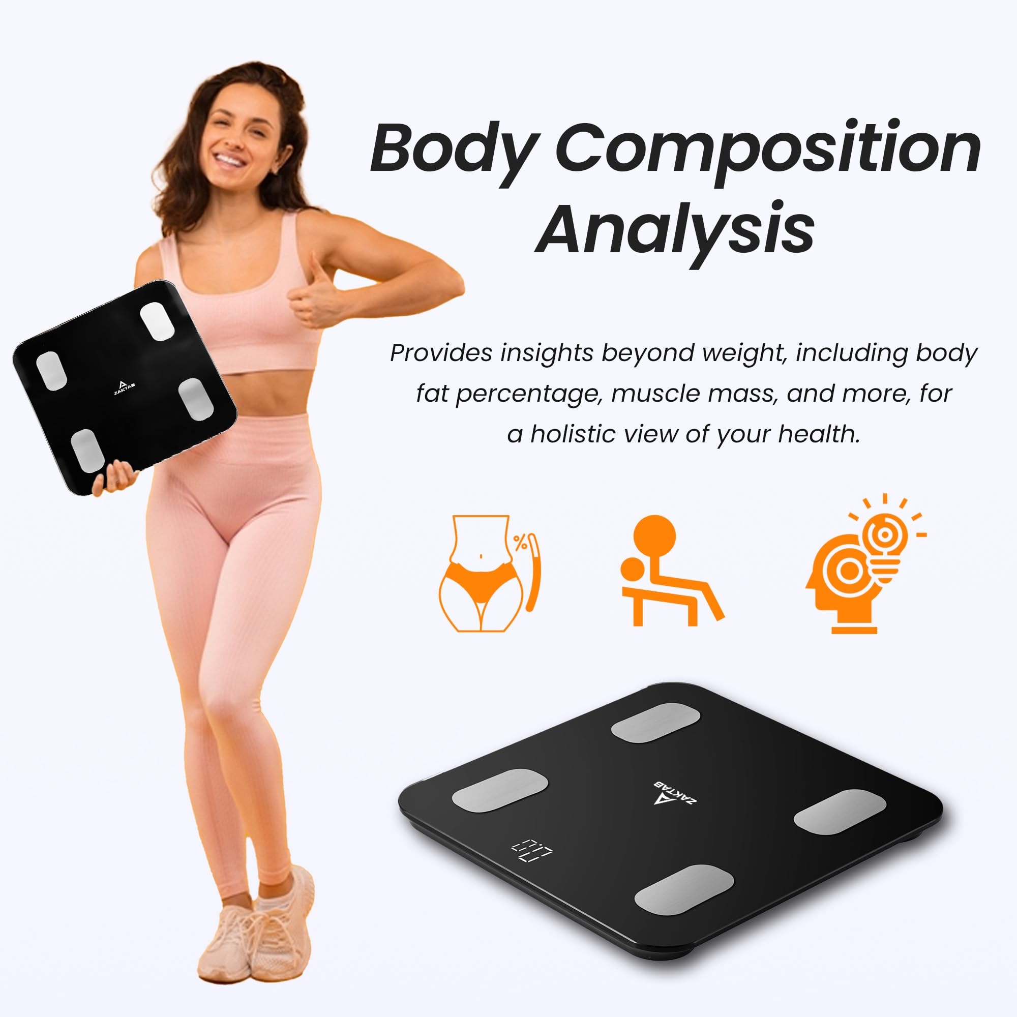 Báscula de baño Bluetooth con IMC, grasa corporal, análisis de masa muscular, capacidad de 400 libras, báscula corporal con pantalla LED, apagado automático, vidrio templado