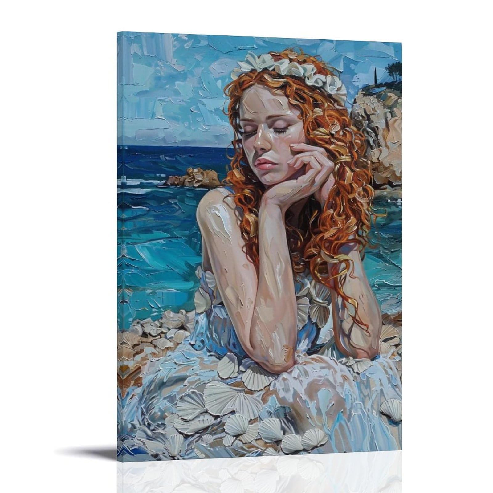 HUERYRYHY Cliffs And Silent Maiden 02 Poster Wall Art Canvas Vintage Aesthetic Painting Decor for Rooms 20x30inch Frame-style