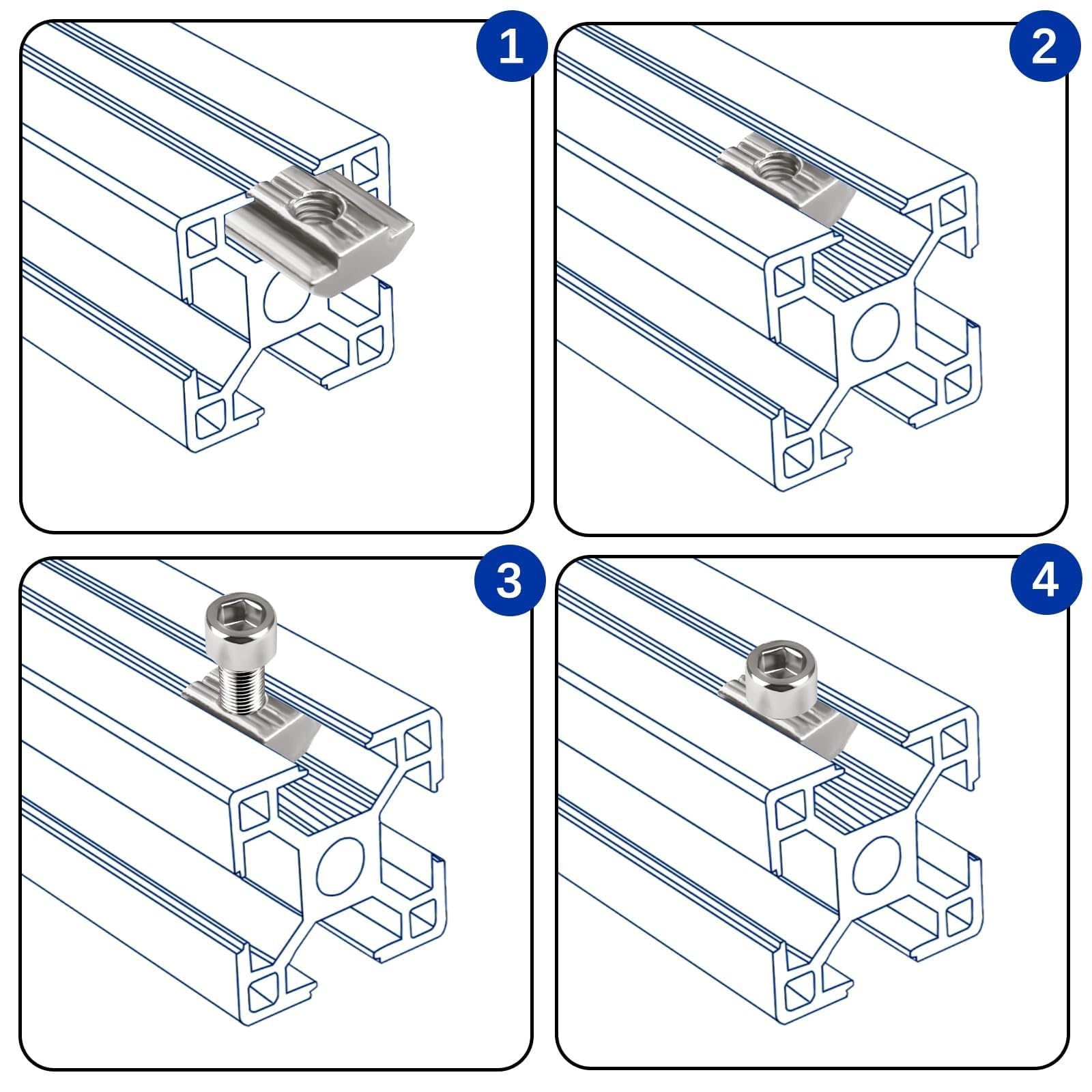 40 Piezas Deslizante Tuerca M5 Tuerca en T European Standard Tuercas Deslizantes Serie 20 Carbono Tuerca de Ranura para Accesorios de Perfil de Aluminio Perfiles de Extrusión de Estándar
