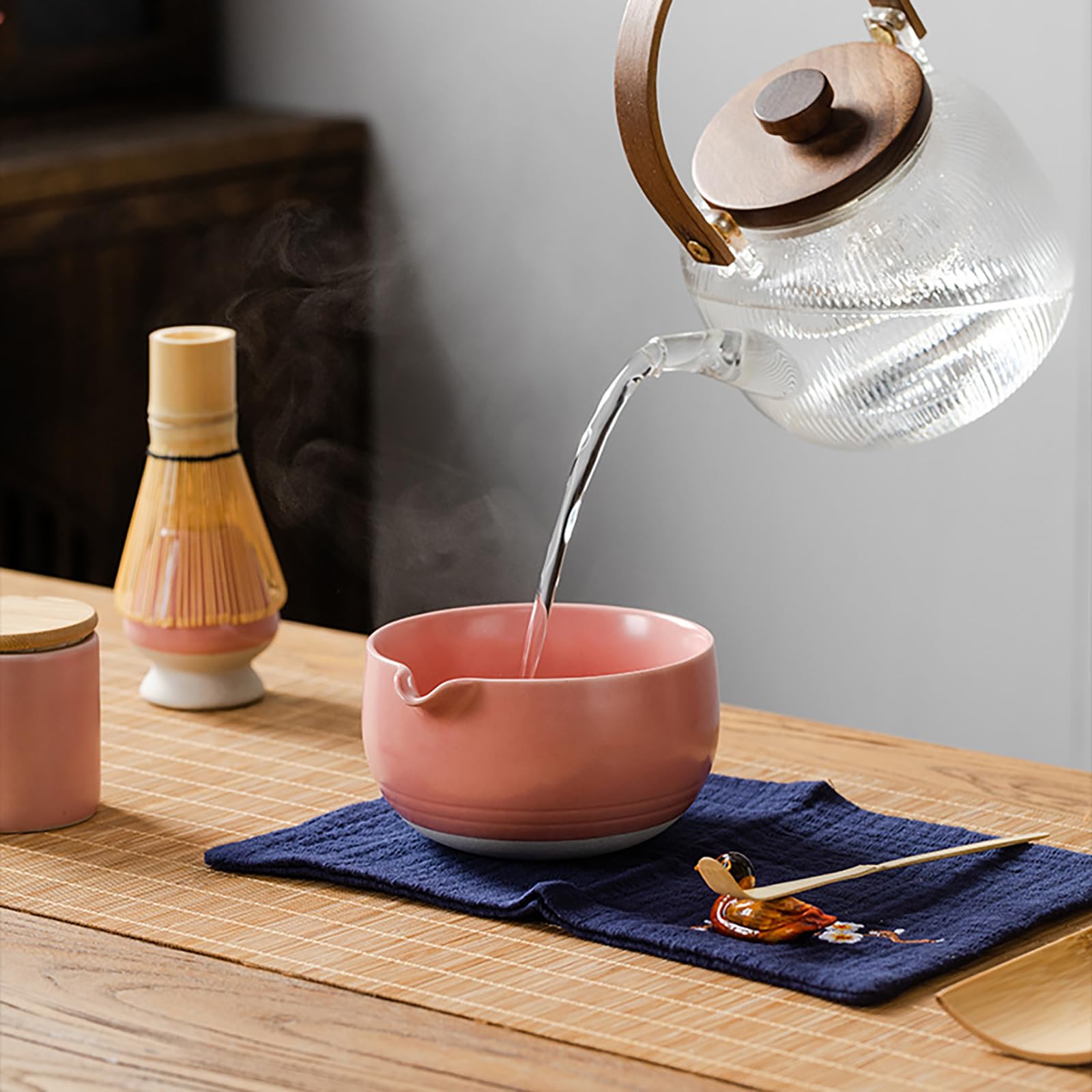 GOLOVENLD 9set Matcha Set Ceramic Matcha Ceremony Set with Bowl Plate Spoon Matcha Kitchenwares Matcha Serving Set for Matcha