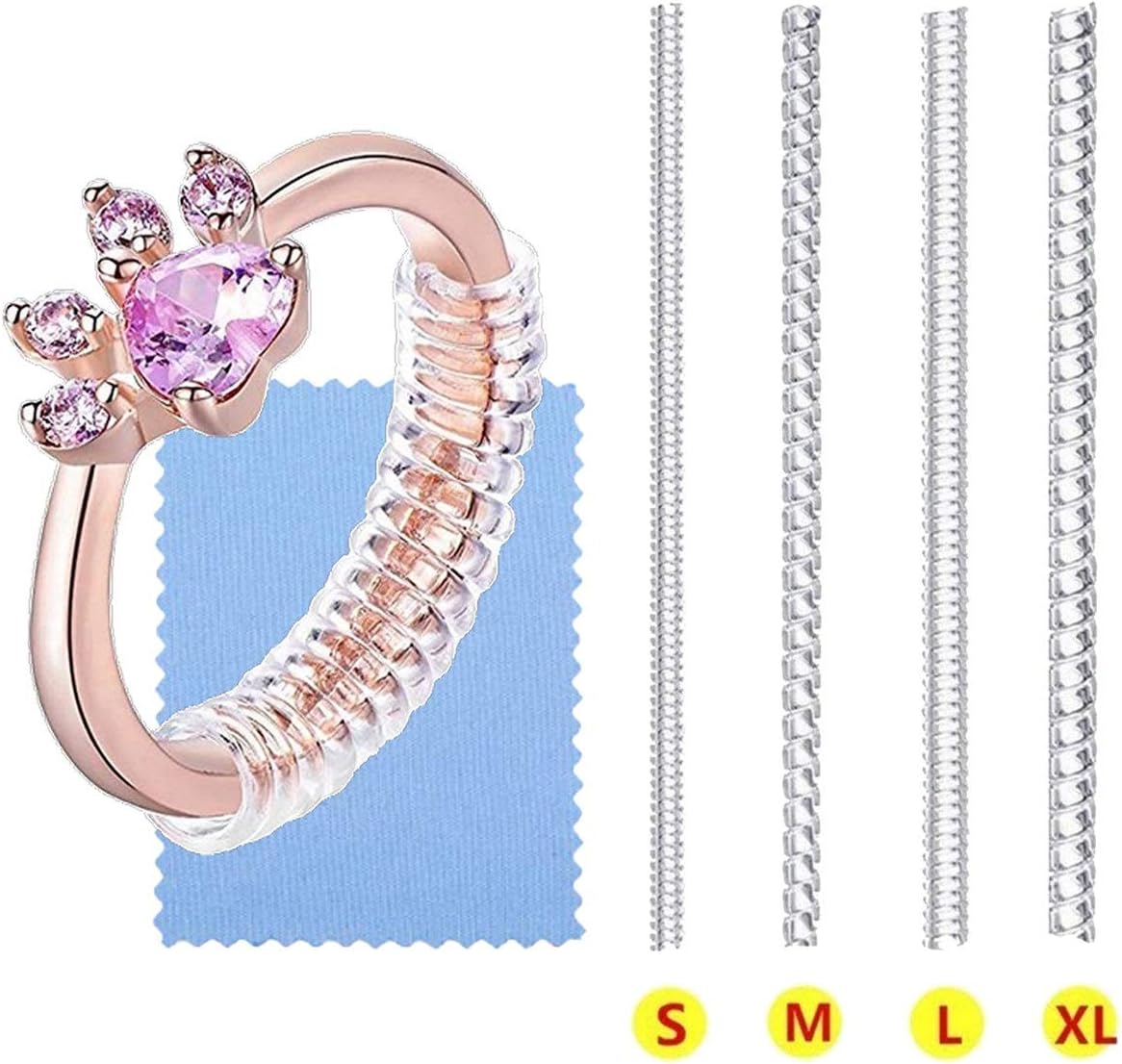 Ring Size Adjuster for Loose Rings Invisible Transparent Silicone Guard Clip Noodle Jewelry Tightener Resizer 4 Sizer Fit Almost Any Ring 4 Pack