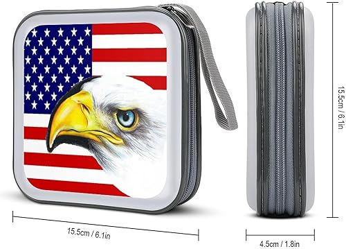 Miniatura 2 de Funda portátil para CD con diseño de águila y bandera americana, 40 capacidades, soporte para DVD, organizador de almacenamiento de discos para