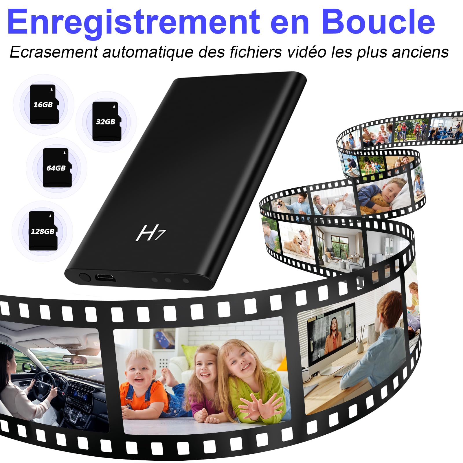 Caméra Cachée, Minicaméra Espion avec 5000mAh d'alimentation Mobile, Caméra Cachée Espion HD 1080P avec Vision Nocturne et Enregistrement en Boucle, Inclus Câble USB 3 en 1