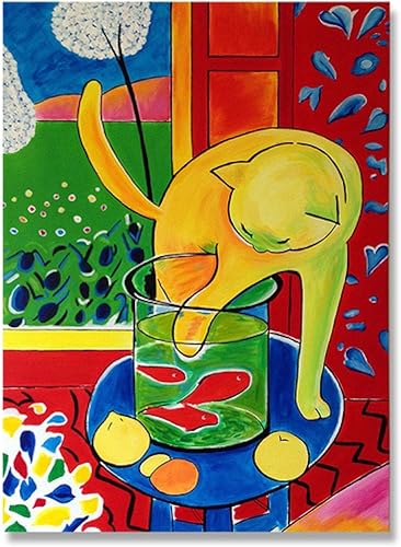 Miniatura 5 de Henry Matisse - Lienzo decorativo con diseño de peces dorados, diseño de gato con peces, para decoración de sala de estar, cuadros de 11.8 x 17.7in