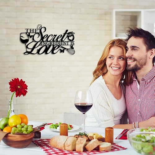 Miniatura 4 de Letrero de metal con texto en inglés "The Secret Ingredient is Love", decoración de pared de granja, comedor, cocina, regalo de inauguración de la