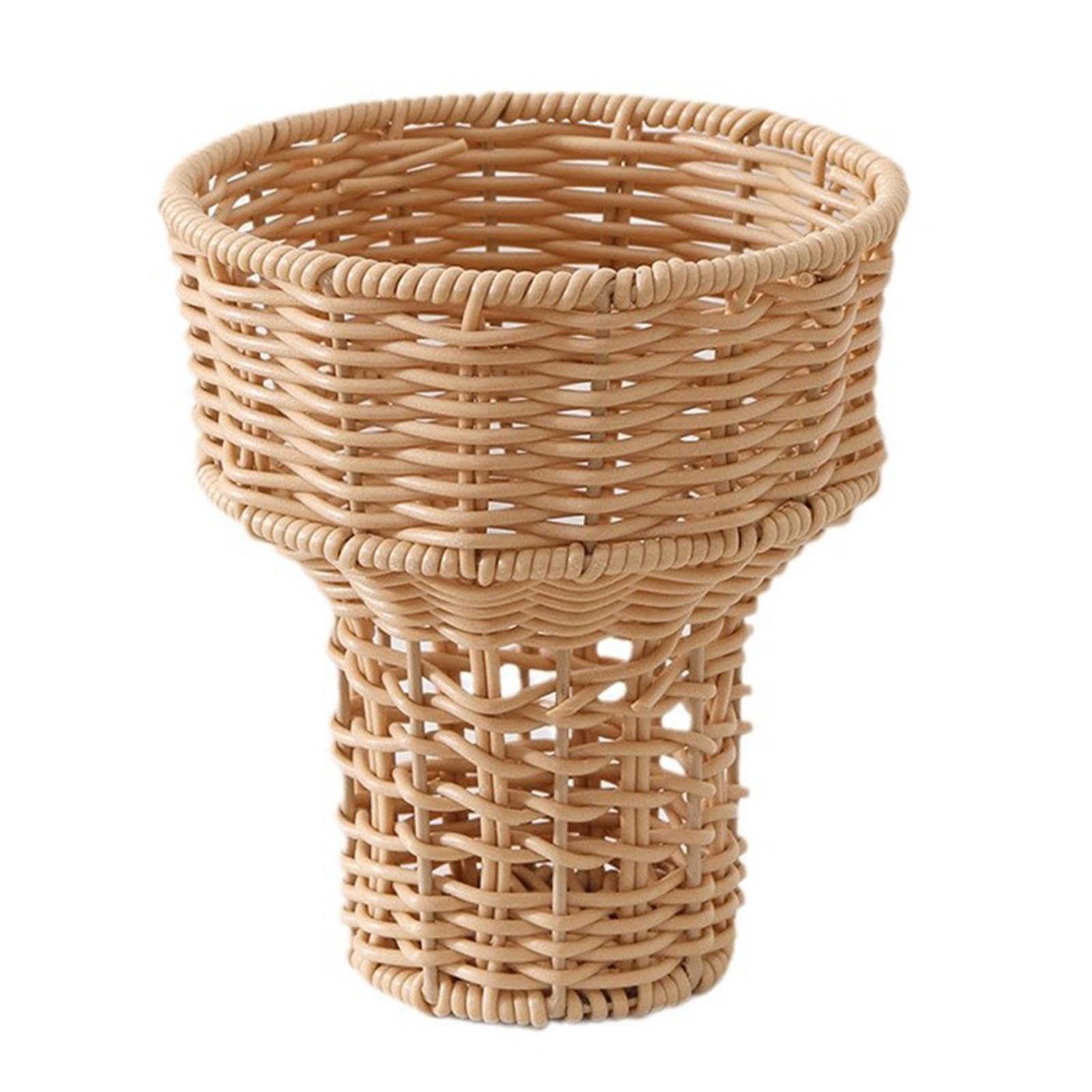 NVOQILIN Wicker Color Ice Cream Flower Basket Florals Arrangement Bucket Handwoven Basket for Outdoor Picnics and Beach Parties Woven
