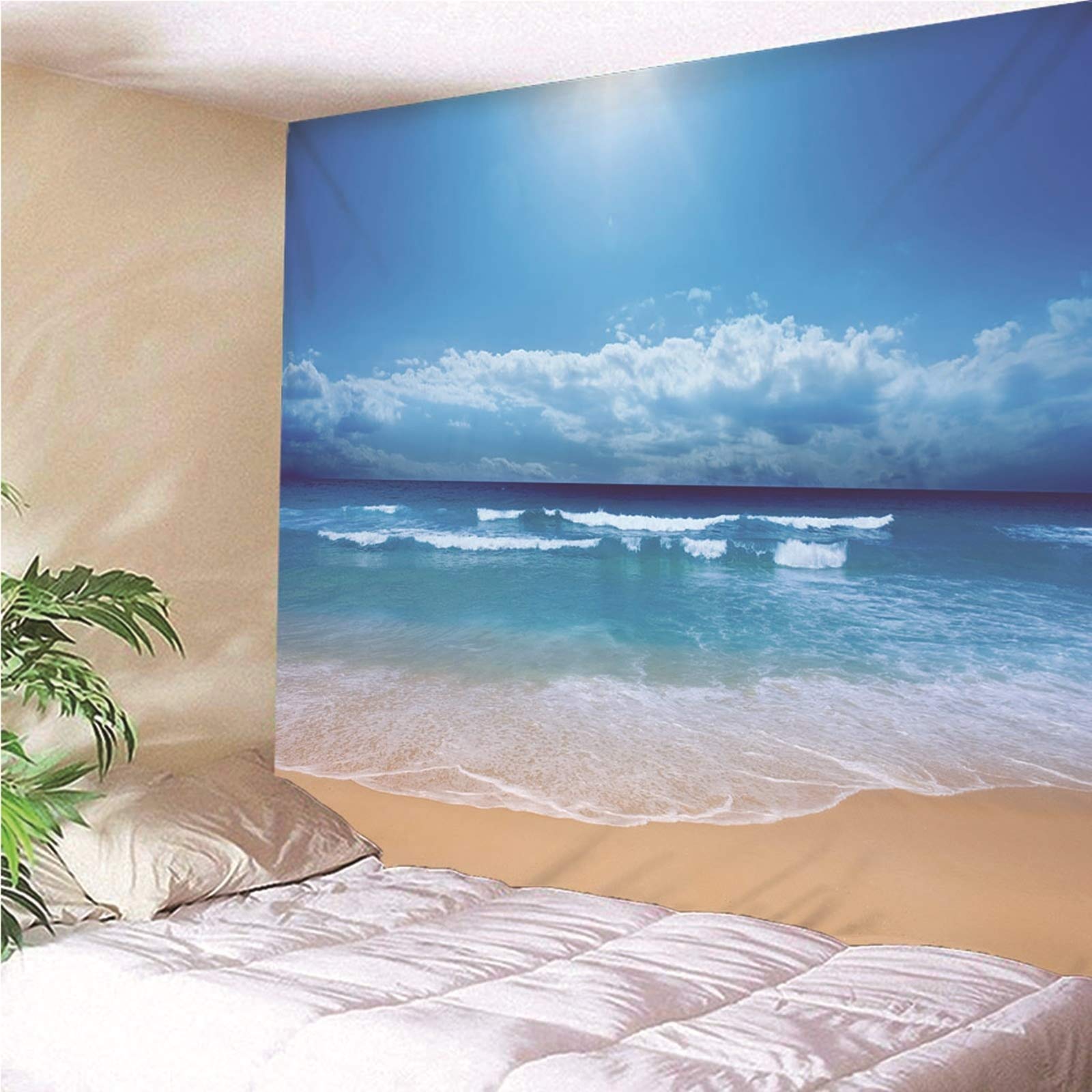 Aeici Tapices De Pared, Tela Pared Decorativa Playa De Mar Tapiz Pared para Colgar Pared(260X240Cm)