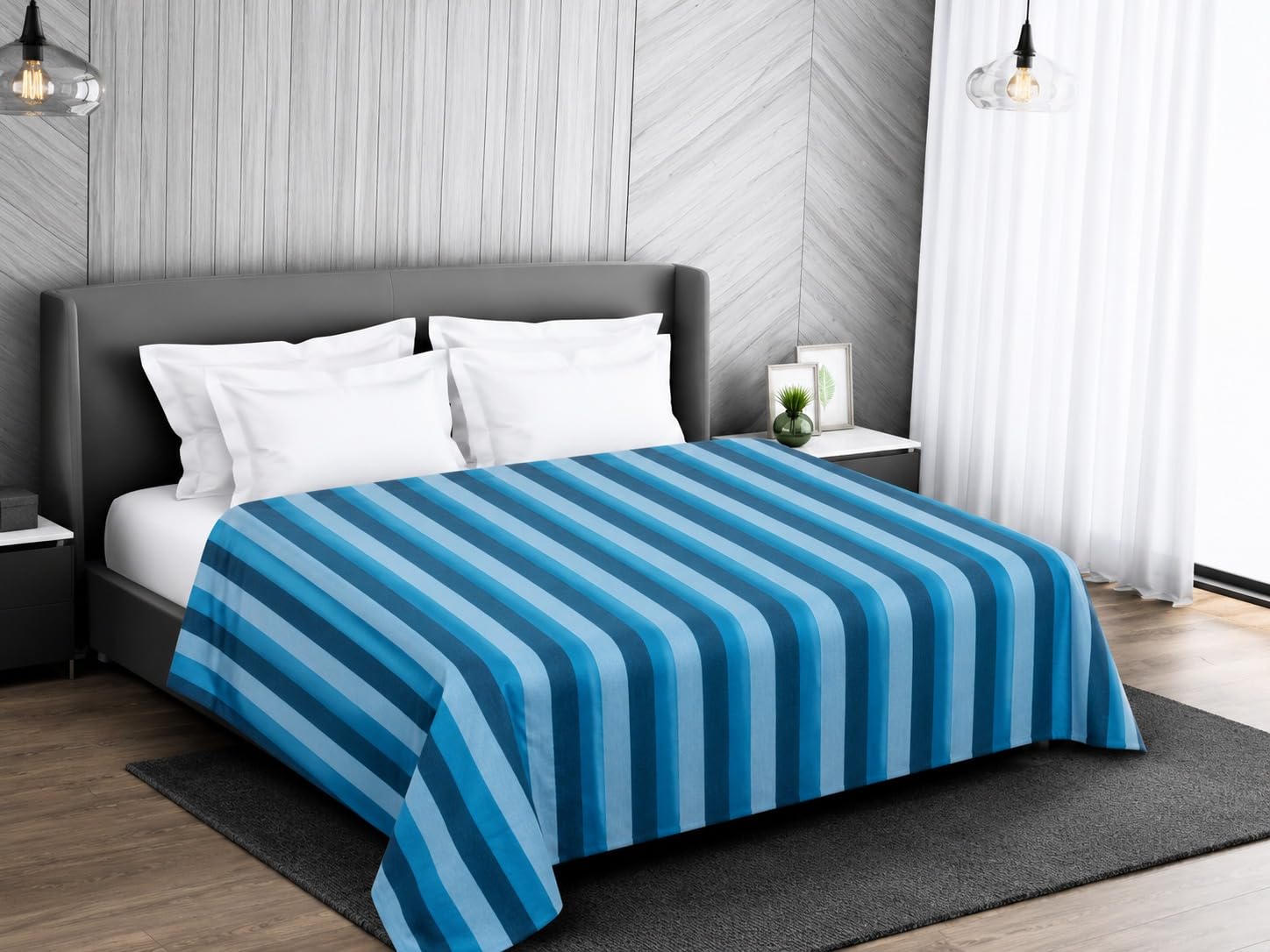 THARUNSHA ELITE All Weather Single Size Cotton Blanket/Solapur Chaddar / 100% Cotton/Reversible Blanket for Daily use Set 1 (1, Blue, Single)-image-33