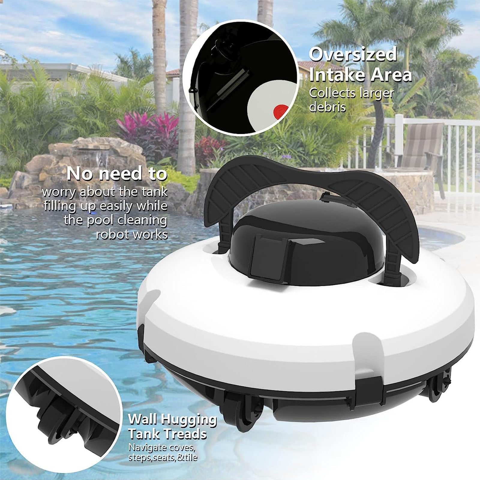 Robot nettoyeur automatique de piscine – Aspirateur sous-marin sans fil rechargeable pour un nettoyage et une aspiration sans effort des piscines