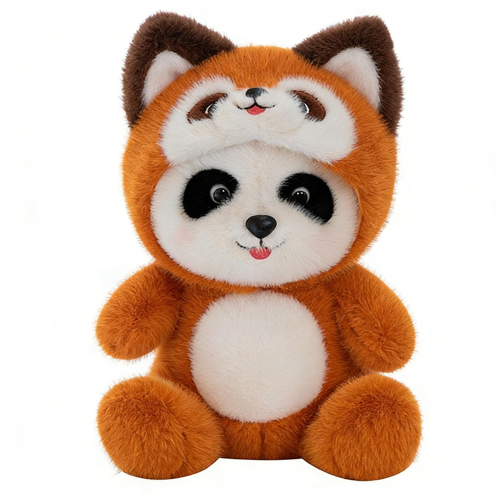 Red Panda Plush Toy with detachable hood, Creative Panda-to-Raccoon Stuffed Animals, Cute Double-Sided Plush Panda, Cuddly Huggable Pillow Perfect for Home Decor, Valentines, Birthday Gift (65cm)