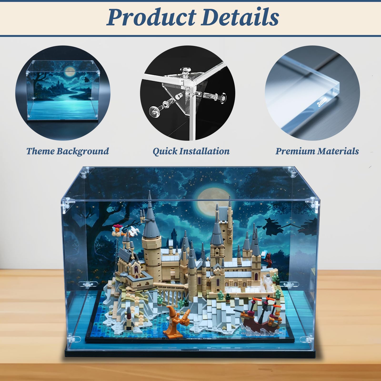 Acrylic Display Case for Lego Hogwarts Castle and Grounds 76419 Building Set, Dustproof and UV Protection Display Box for Playset, Premium Materials Display Case for Lego 76419 Hogwarts Castle Model