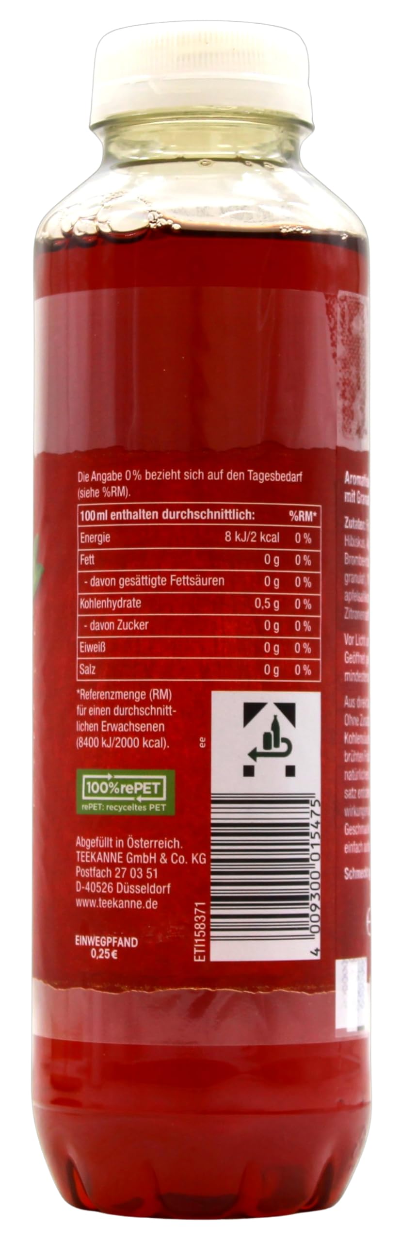 Teekanne fresh Früchtetee Granatapfel Pfirsich, 18er Pack (18 x 0.5 l) EINWEG