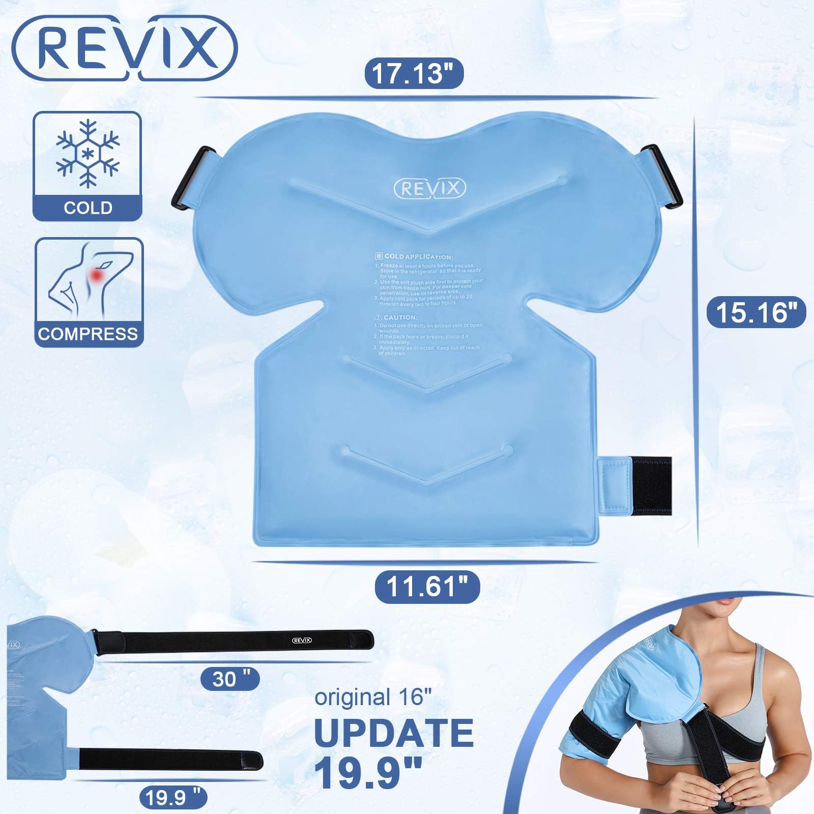 REVIX Shoulder Ice Pack Rotator - Mankiet Terapia Zimna, Złagodzenie Bólu Ramion, Urazów, Zapalenia Rdzenia i Obrzęku, Żel Wielokrotnego Użycia