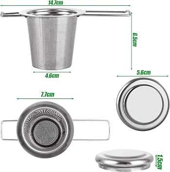 ASelected Tea Infuser,304 Stainless Steel Fine Tea Strainer with Lid and Foldable Handle,Tea Filter for Teapots Cups Mugs to Brewing Steeping Loose Tea and Coffee, 1 Pack
