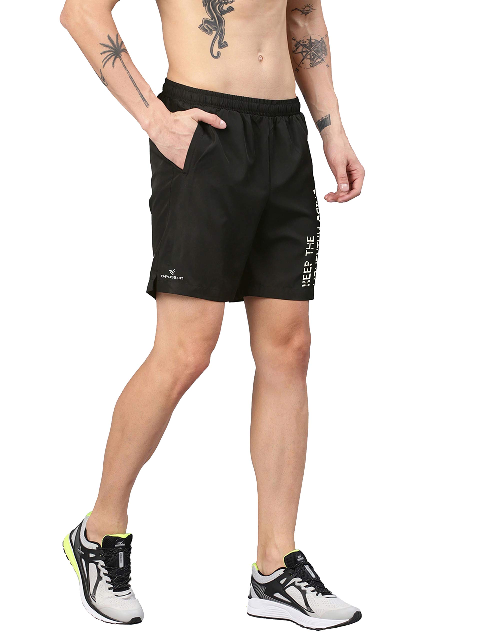D-PASSION Dpassion NS Lycra Sport Shorts for Men |Gym Shorts for Men | Running Shorts for Men | Regular Shorts for Men Polyester (Black)-picture-31