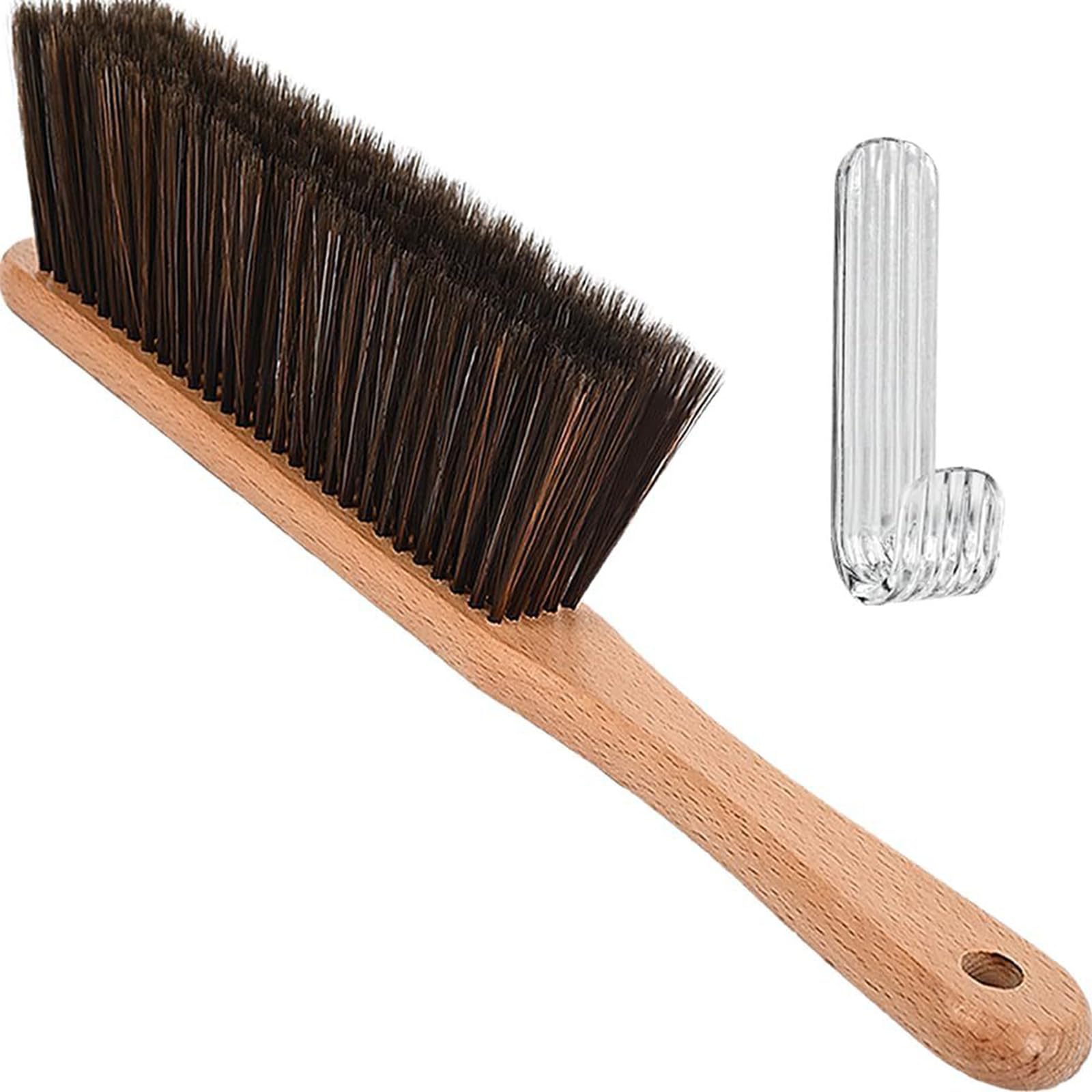 Wooden Handle Hand Broom with Gentle Dense Bristles for Dusting Furniture and Car Hand Broom Brush Countertop