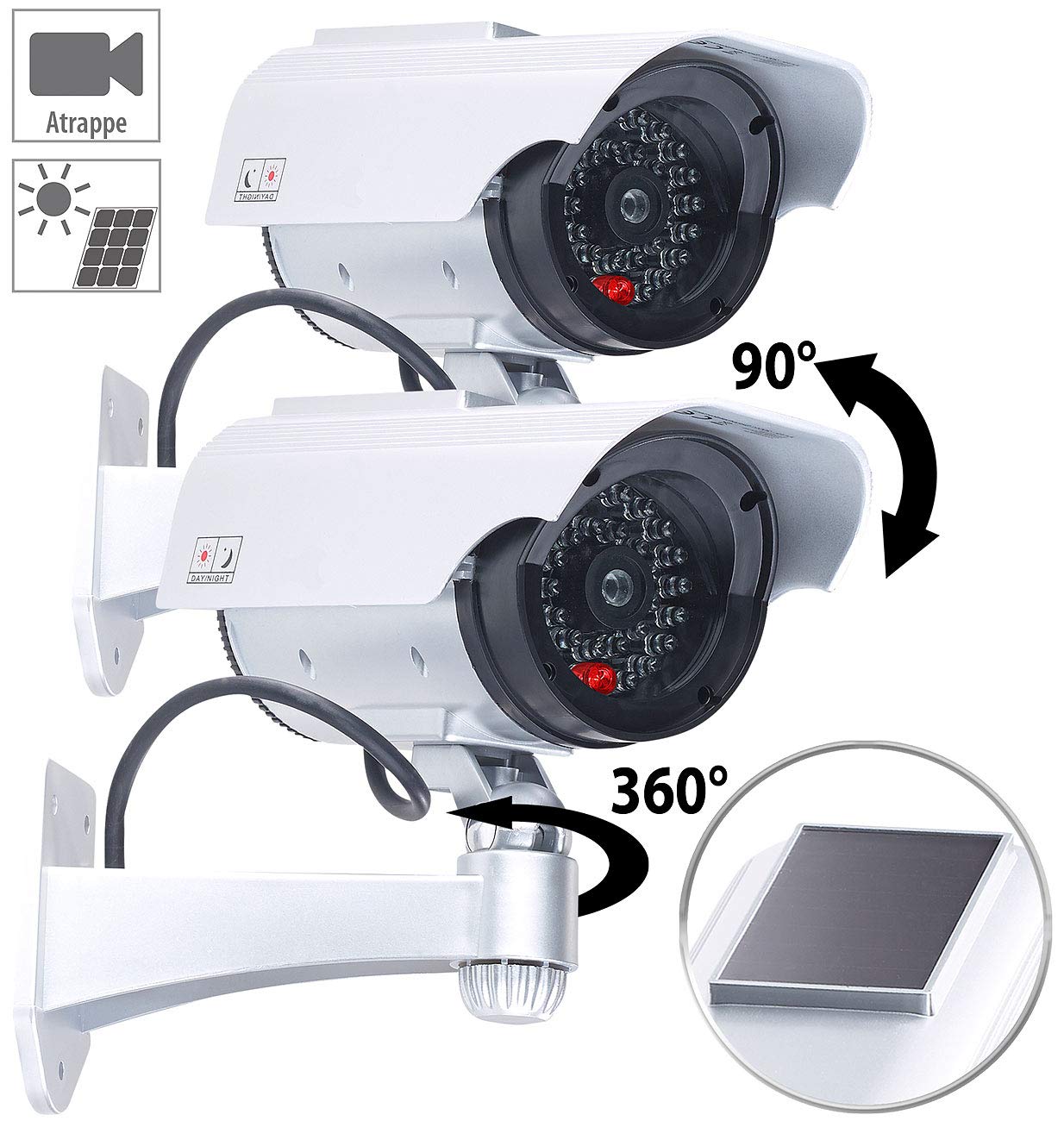 VisorTech 2 caméras de Surveillance solaires factices avec Signal LED