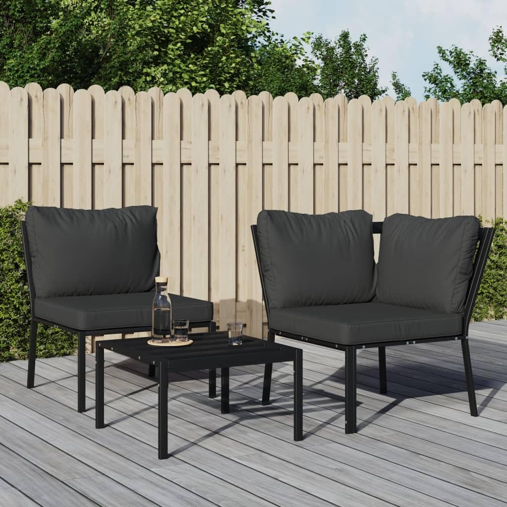 Chaise de jardin avec coussins gris de qualité supérieure, fauteuil en acier durable
