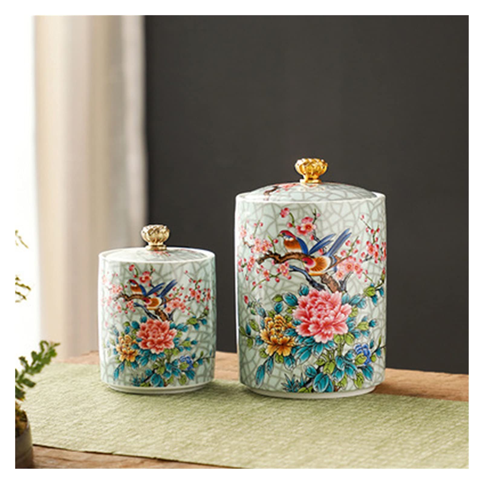 Lata De Cerámica para Guardar Té, Juego De Té para Viajes En Casa, Latas Herméticas De Cerámica, Caja De Embalaje para Té Pu'Er, Lata De Té (7,3 X 10,2 Cm)
