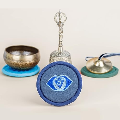 Miniatura 5 de ZenBless Cojín tibetano bordado de seda, 7 chakras de meditación, almohadilla de cuenco de sonido budista, hecha a mano Nepal para sanar, accesorio