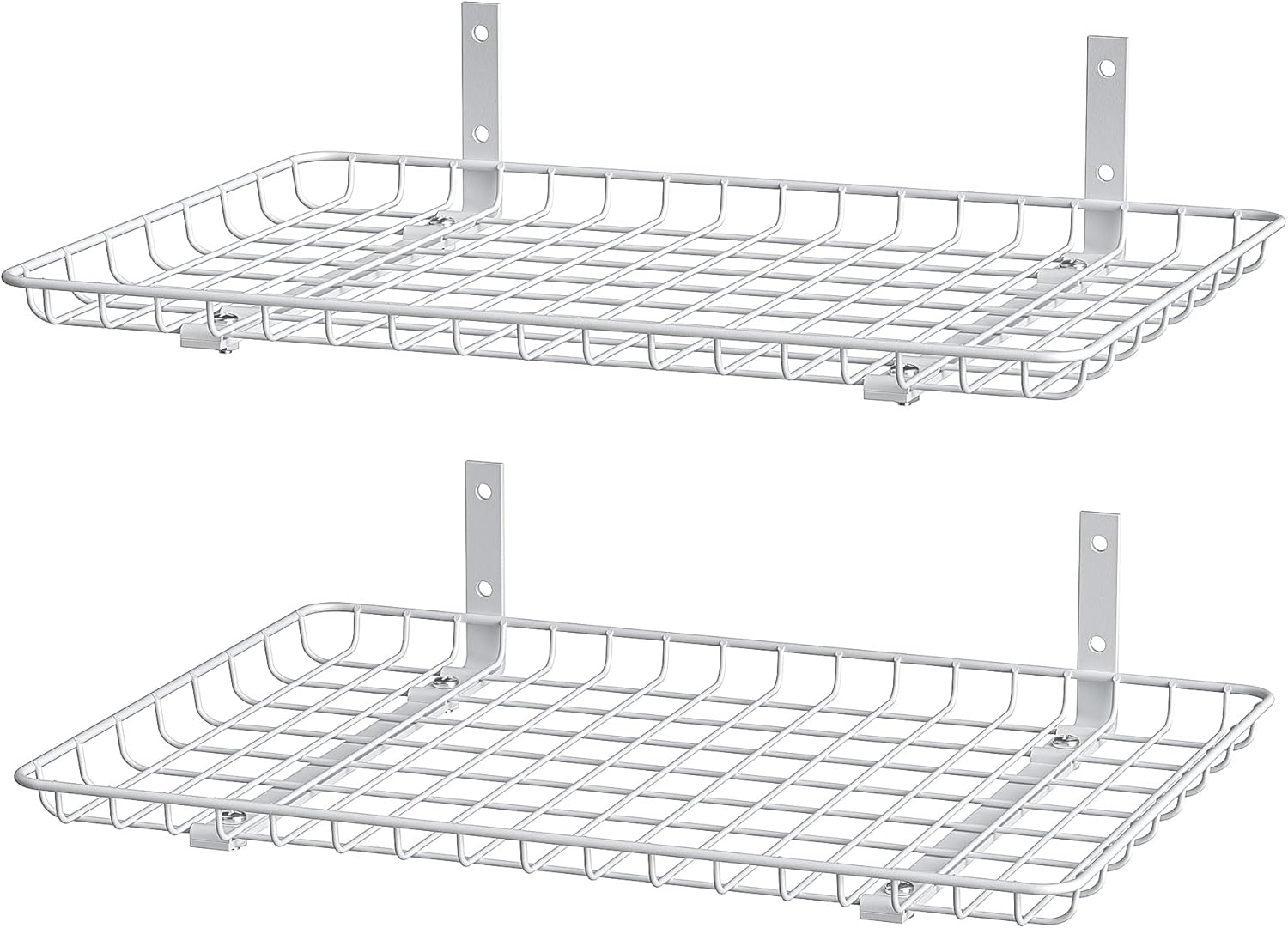 EVERHANGER Garage Wall Shelves 12x24 Inch, Wall Mounted Storage Shelf, Metal Shelf Rack, Heavy-Duty Shelf Organizer 2 Pack, White