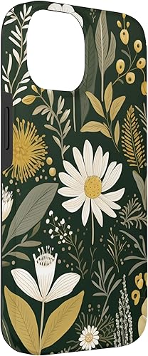 Vista 6 de Funda botánica retro para iPhone 11 Pro Max con diseño botánico bohemio y verde oliva